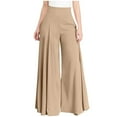 thumbnail image 1 of Mrat Womens Trouser Pants Full Length Pants Linen Wide Leg Pants High Waisted Sweatpants Cute Fall Pants Leggings Paper Bag Pants Elastic Waist Pants Yellow XL, 1 of 9