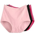 thumbnail image 1 of Mrat Womens Underwear Bikini 3pc Women's Plus Size Panties Solid Color High Waist Leak Proof Cotton Short Underwear Shorts Cotton Cheeky Underwear for Women S-204 Hot Pink-a XL, 1 of 6