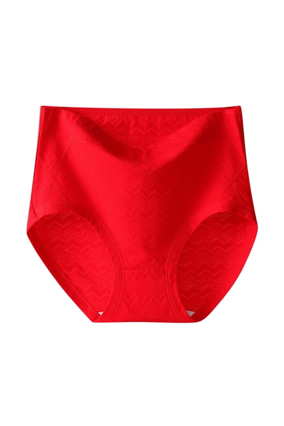 Womens Underwear High-Cuts Women's Solid Plus Size Panties Casual High Waisted Cotton Underwear Panties Soft Breathable Stretchy Briefs Thinx Bladder Leak Underwear for Women S-192 Red-a 4XL