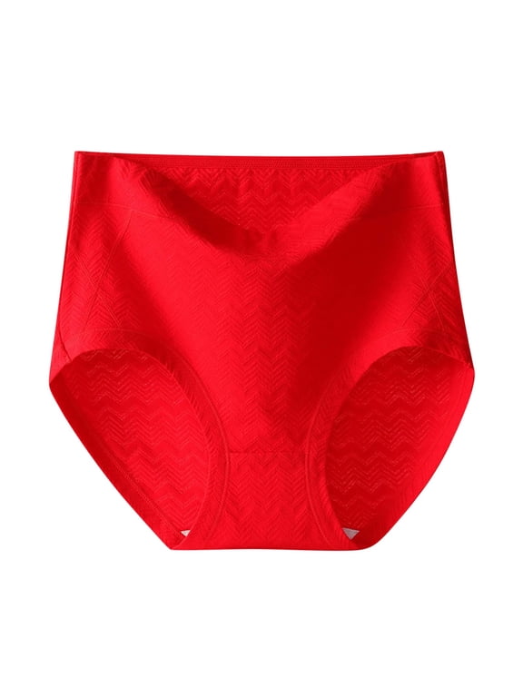 Womens Underwear High-Cuts Women's Solid Plus Size Panties Casual High Waisted Cotton Underwear Panties Soft Breathable Stretchy Briefs Thinx Bladder Leak Underwear for Women S-192 Red-a 4XL