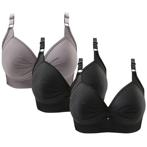 Mrat Womens Underwire Athletic Bra 2pc Woman's Printing Gathered Together Large Size Daily Bra Underwear No Rims Comfy Bras S-8 Gray S