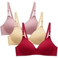 thumbnail image 1 of Mrat Womens Underwire Athletic Bra Bras for Women 3pc Adjustable Strap Comfortable Wireless Push up Small Cup Solid Color Underwear Daily Brassiere S-79 Multicolor XL, 1 of 6