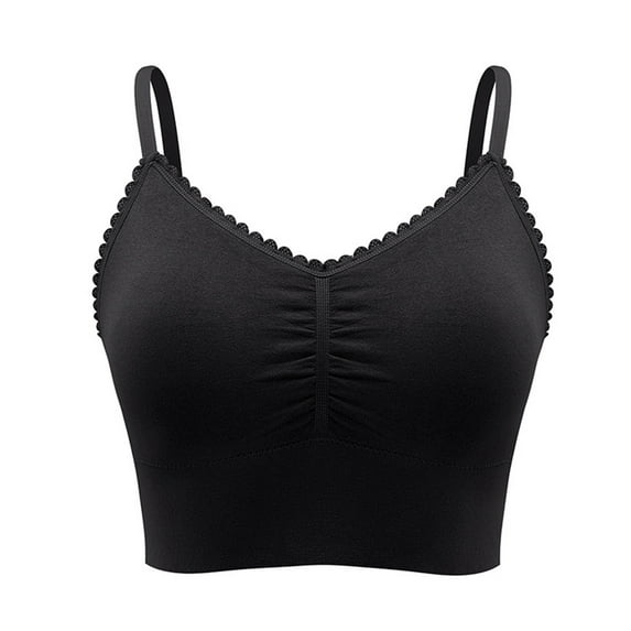 Mrat Womens Underwire Athletic Bra Solid Color Sports Bra Women's Seamless Spaghetti Strap Yoga Spaghetti Strap Back Gathering Quick Drying Bra S-141 Black 3XL