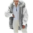 thumbnail image 1 of Mrat Womens Winter Plush Fleece Jacket Warm Color Block Coat Zip up Jackets with Hood S-29 Gray XL, 1 of 7