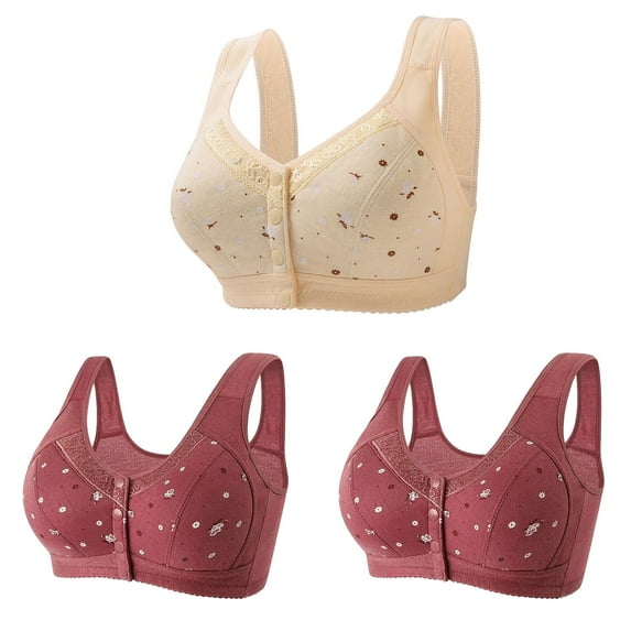 Mrat Womens Yoga Bra Bras for Older Women, Comfortable and Convenient Front Button Bra for Seniors S-50 Khaki 4XL