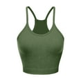 thumbnail image 1 of Mrat Womens Yoga Bralettes Women's Crop Solid Washed Seamless Rib-Knit Camisole Crop Tank Tops Quick Drying Bra Sports Bra S-107 Green L, 1 of 2