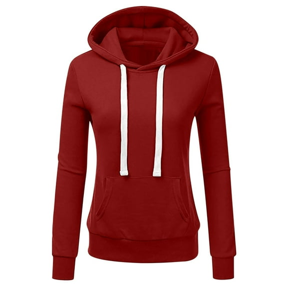 Mrat Womens Zip up Plush Hoodies Womens Casual Hoodies Sweatshirt Drawstring Loose Fitting Hooded Pullover Tops S-227 Red-A M