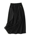 thumbnail image 1 of Mrat Work Skirts Women‘s Casual Loose High Waisted Mid Length Pleated Split Pocket Skirt Mini Skirts S-183 Black L, 1 of 6