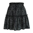 thumbnail image 1 of Women's Mini Skirt Summer Flowy Tiered Ruffle Mini Skirt Cute High Waist Beach Boho Floral Print Pleated Ruffle Hem A-line Short Skirt Ruffle Flared Boho A Line Skater Mini Skirt Black L, 1 of 3