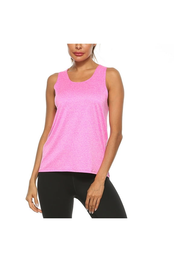 Workout Basic Crop Tops Women's 2024 Summer Outdoor Sports Tops Loose Racer Tops Fitness Wear Yoga Sportswear S-212 Hot Pink-a M