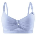 thumbnail image 1 of Mrat Workout Bra Women Wireless Bras for Large Breasted Women No Underwire Bra Style M-620 Regular Size Athletic Sports Bra Female V-Neck Front Snap Bra Closure Lace Bra Sky Blue 40, 1 of 5