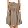 thumbnail image 1 of Mrat Workout Skirt Women Midi Skirt with Pockets Below the Knee Length Ruched Waisted Flowy Midi Skirt Boho Skirt S-100 Beige XXL, 1 of 7