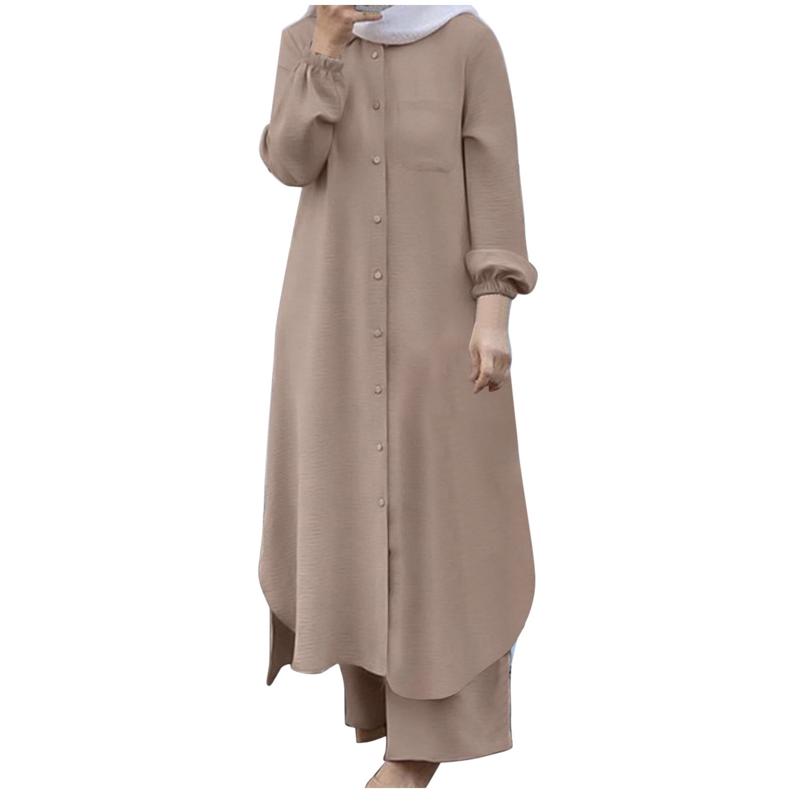 Mrat Two Piece Travel Outfits Set Women's Muslim 2 Piece Sets Long