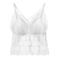 thumbnail image 1 of Mrat Workout Tank Tops Bralettes for Women Lace Spaghetti Strap Cami Tops Slim Basic Camisole Fashion Cropped Tank Tops with Chest Pad S-229 White One Size, 1 of 2