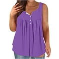 thumbnail image 1 of Mrat Workout Tank Tops Women Built In Bra Womens Tank Summer Solid Sleeveless Flared Trendy Casual Blouse Button Tunic Shirt Tops S-360 Purple L, 1 of 4