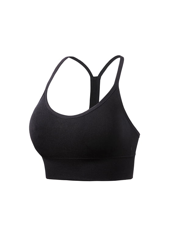 Yoga Bra Womens Racerback Sports Bra - Padded Racerback Tank Spaghetti Thin Strap Workout Yoga Bra S-39 Black L
