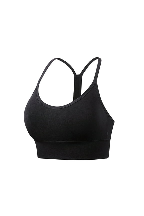 Yoga Bra Womens Racerback Sports Bra - Padded Racerback Tank Spaghetti Thin Strap Workout Yoga Bra S-39 Black L