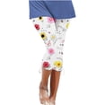 thumbnail image 1 of Mrat Yoga Capris Printed Straight High Waisted Yoga Capris Workout Hiking Capris for Women Sports Running Cropped Pants Women's Yoga Straight Pants with Pockets White_DD M, 1 of 5