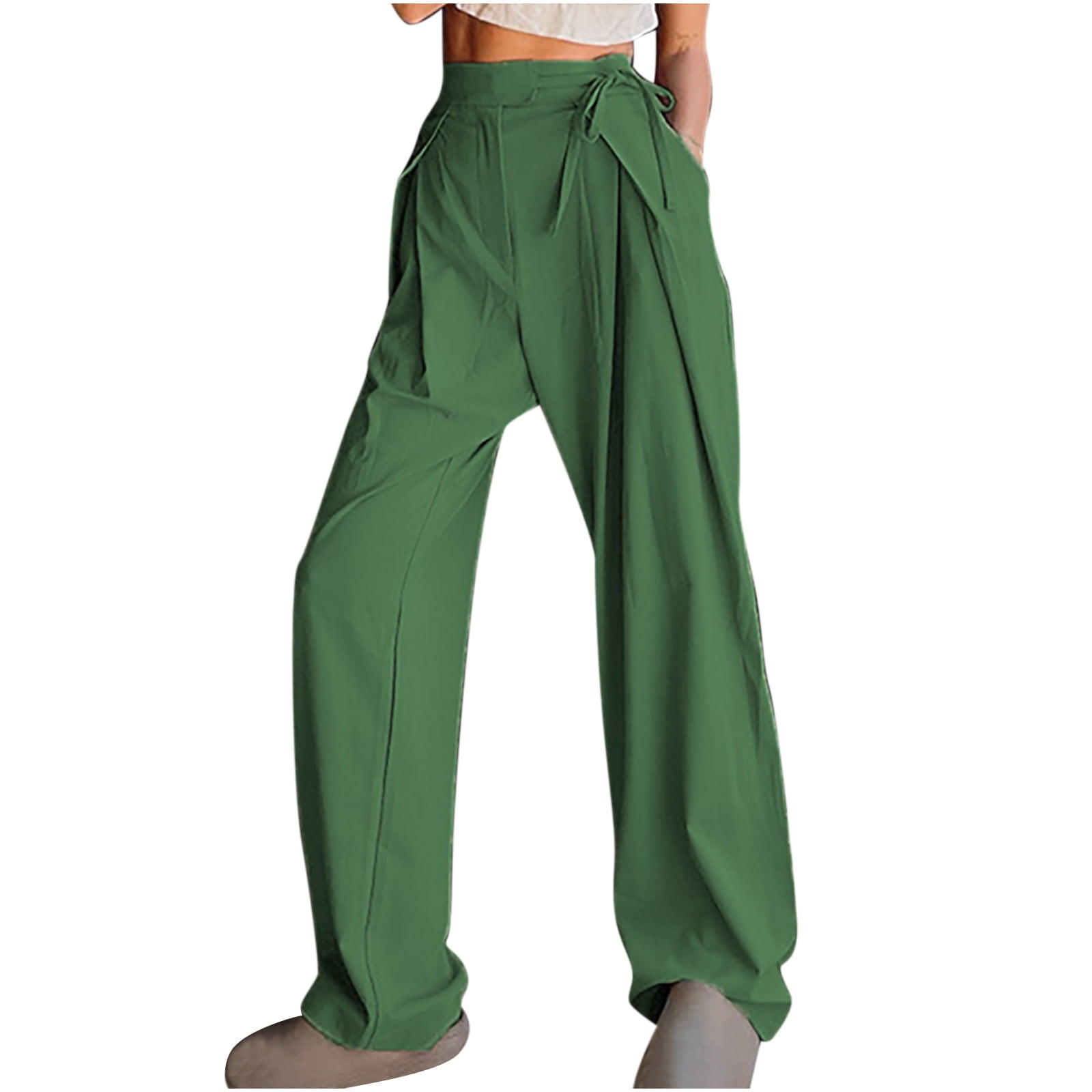 Mrat Yoga Pants with Pockets for Women Full-Length Trousers Wide Leg ...