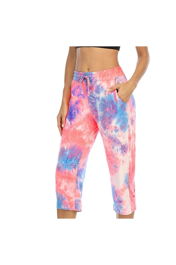 Yoga Pants with Pockets for Women Stretch Yoga Leggings Running Double Knee Pants Paper Bag Pants Gym Print Length Active Pants S