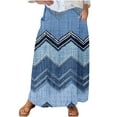 thumbnail image 1 of Mrat Yoga Skirt Women's Casual Retro Floral Skirts Linen Elastic Waist Pleated Maxi Skirt with Pockets Plus Size Skirts S-280 Blue 5XL, 1 of 5