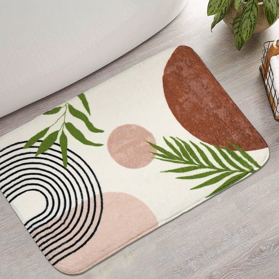 Mrazqev Boho Bathroom Non-Slip Small Bath Mat, Cute Soft Washable Aesthetic Bathmat Shower Rug for Bathtub Bedroom Kitchen,17" x 27"