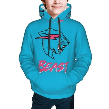 Mrbeast Blue Hoodies for Boys Teens Kids Pullover Hooded Toddler Sweatshirt with Pocket for 6-18 Years,S