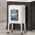 thumbnail image 1 of Mrbin 36L/9.5gal Metal Kitchen Trash Can with Wheel Legs, Slim Pet Proof Garbage Can, Tall Narrow Waste Basket for Bathroom, Water Lily, 1 of 7