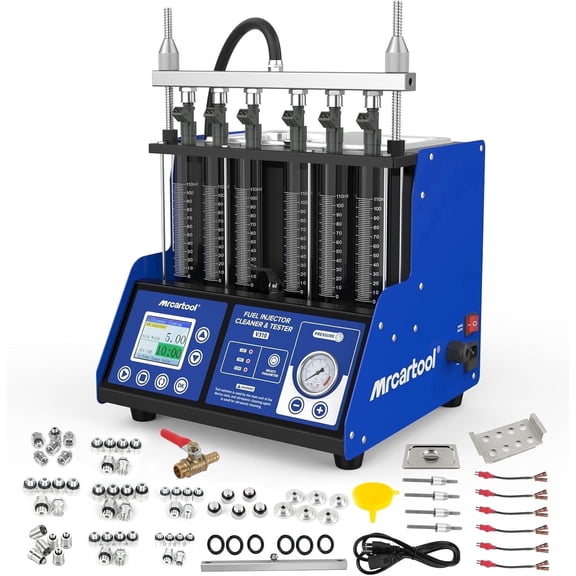 Mrcartool Car Ultrasonic GDI Fuel Injector Clean Test Machine 110V-220V 6 Cylinders Fuel System Cleaning Diagnostic Tool W/ Color Screen for Gasoline Diesel Car Motorcycle, V310