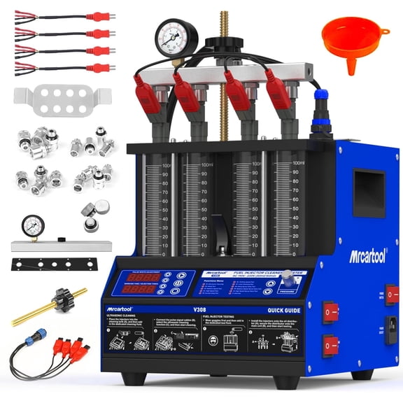 Mrcartool Ultrasonic Fuel Injector Tester 4-Cylinder Fuel Injector Cleaning Machine for Cars Motorcycles