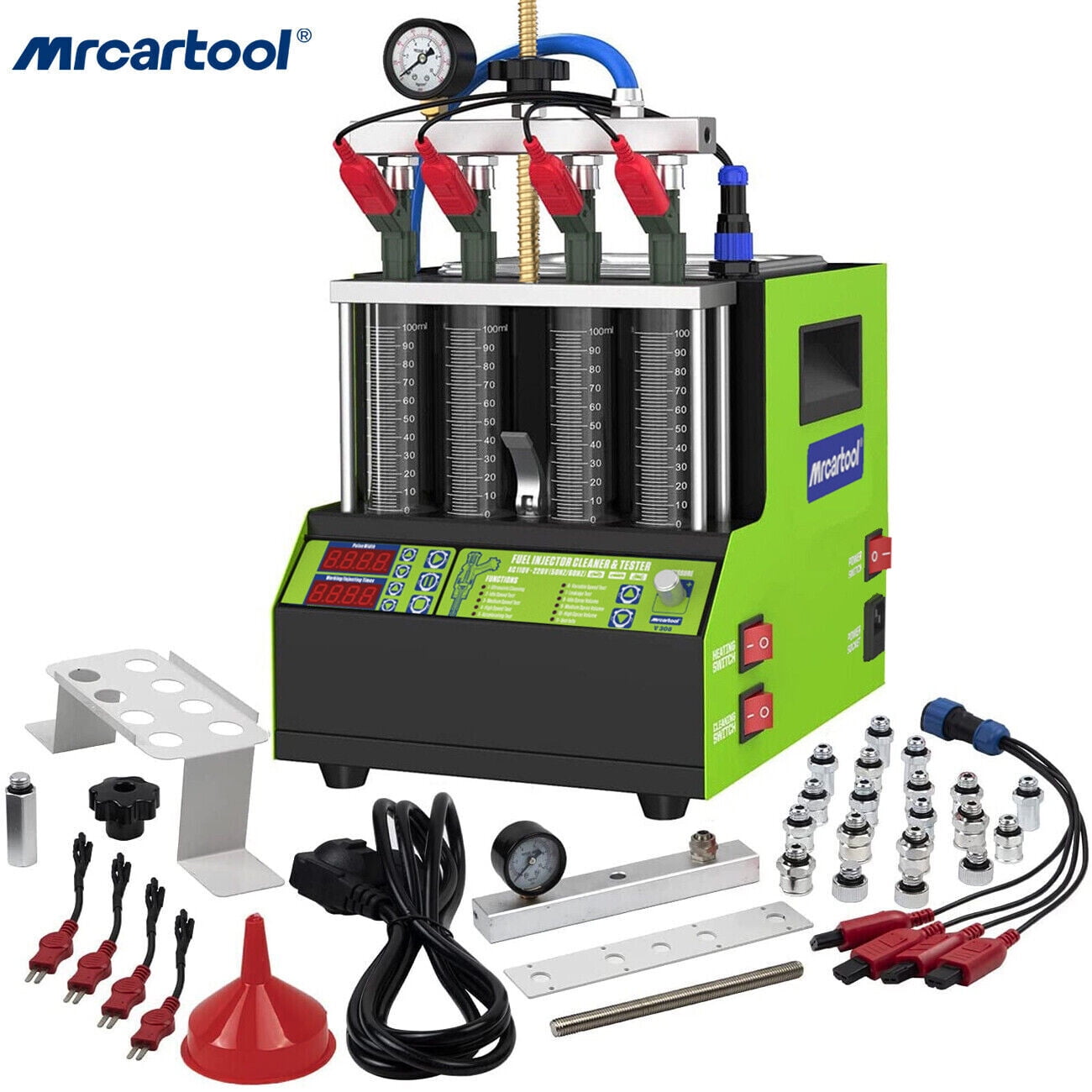 MRCARTOOL V308 Automotive Injektoren Reinigung Maschine 4 Zylinder Auto  Kraftstoff Injektor Tester Ultraschall Injektor Düse Reiniger