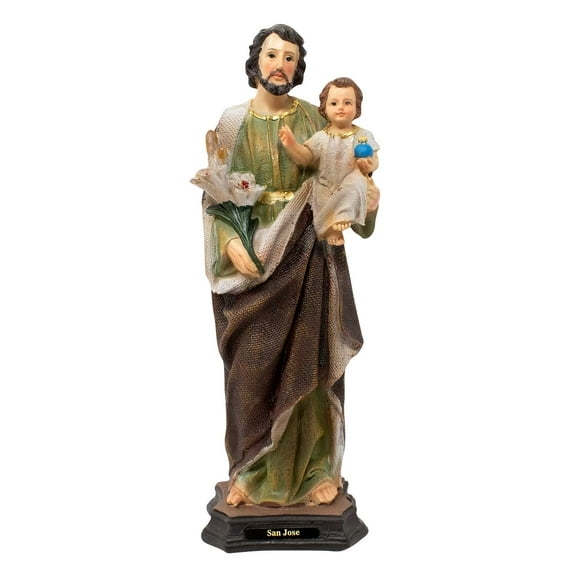 MrcjSales St. Joseph Canvas Resin Statue | 8 inches | Sacred Home Decor | San Jose Inscription