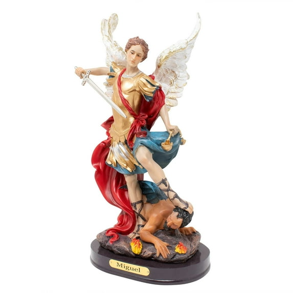 MrcjSales – St. Michael Archangel Statue - san miguel 12" inches | Divine Protection | Durable Resin | Ideal for Church, Home, Gifts
