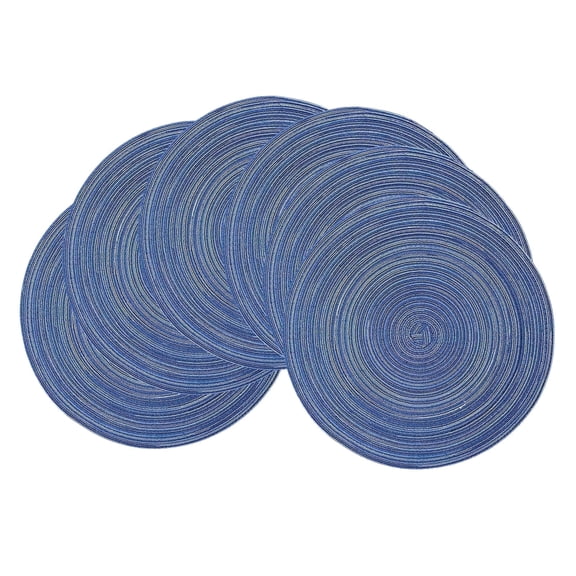 Mrehloy Round Placemats Set of 6, 15" Blue Cotton Braided Farmhouse Coastal Kitchen Decor Washable Heat Resistant Table Mats