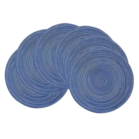 Mrehloy Round Placemats Set of 6, 15" Blue Cotton Braided Farmhouse Coastal Kitchen Decor Washable Heat Resistant Table Mats