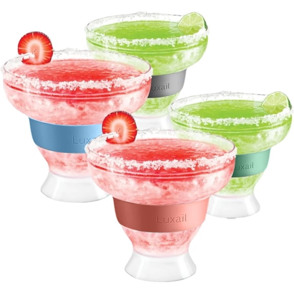 Mrgrit Glsses, Plstic glsses Set of 4, Double Wll Insulted, Stemless Freeze Cooling Cups With Gel, Chiller 4 Multicolor, 12 Oz Cpcity, gifts