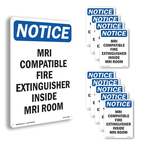 Mri Compatible Fire Extinguisher OSHA Notice Rigid Plastic Sign 10 Inch x 7 Inch - 10 Pack