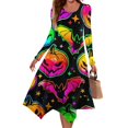 Mrigtriles Multicolor Dresses for Women Casual Long Sleeve Pumpkin Bat