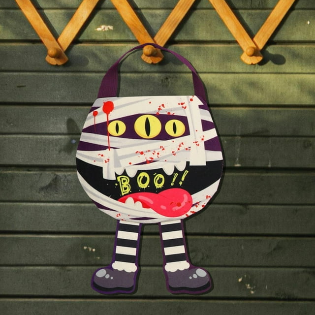 Mrigtriles Ghost Giant Halloween NonWoven Candy Bag Tote Bags Candy Reusable Buckets 1 Pack