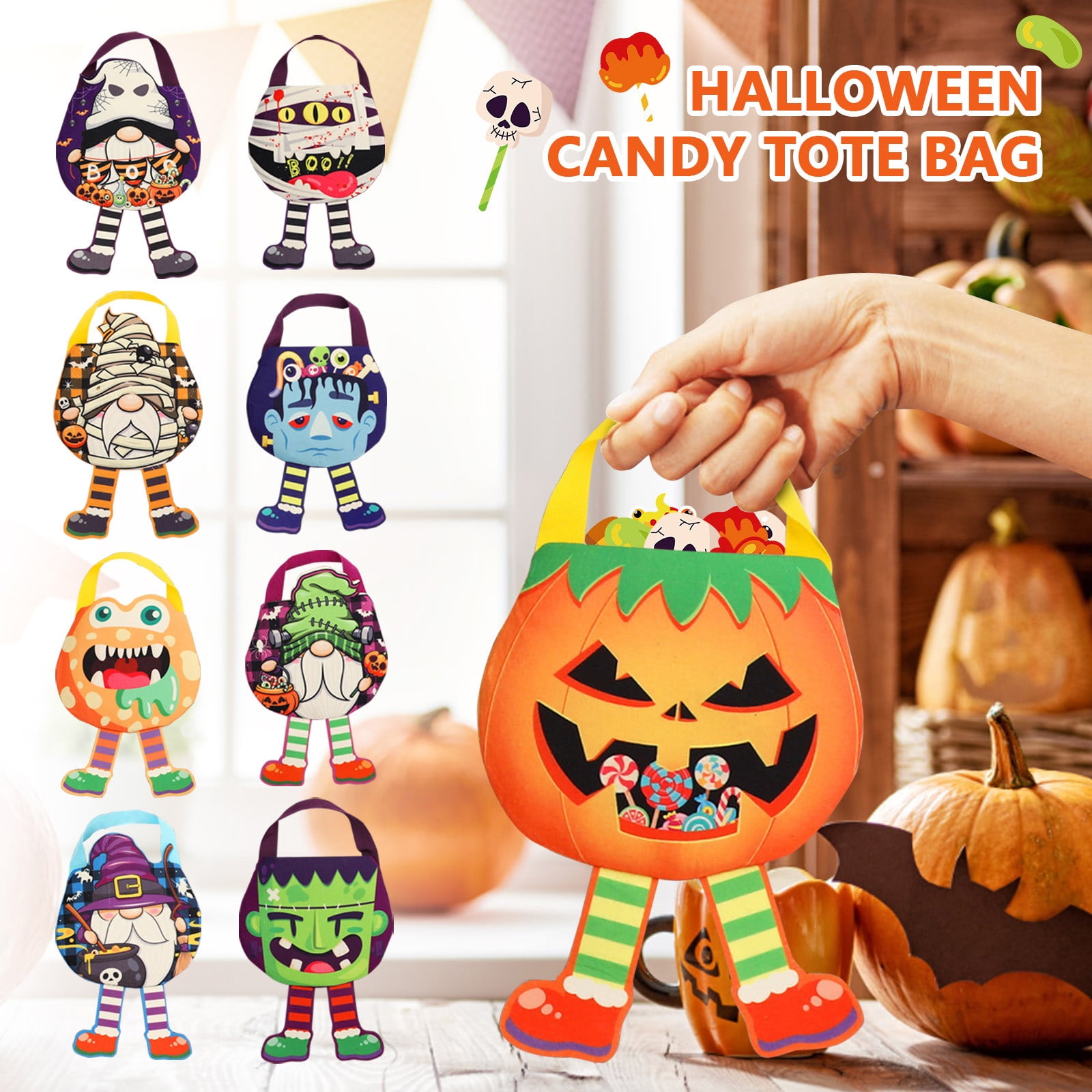 Mrigtriles Green Giant Ghost Halloween Candy Bag Reusable NonWoven