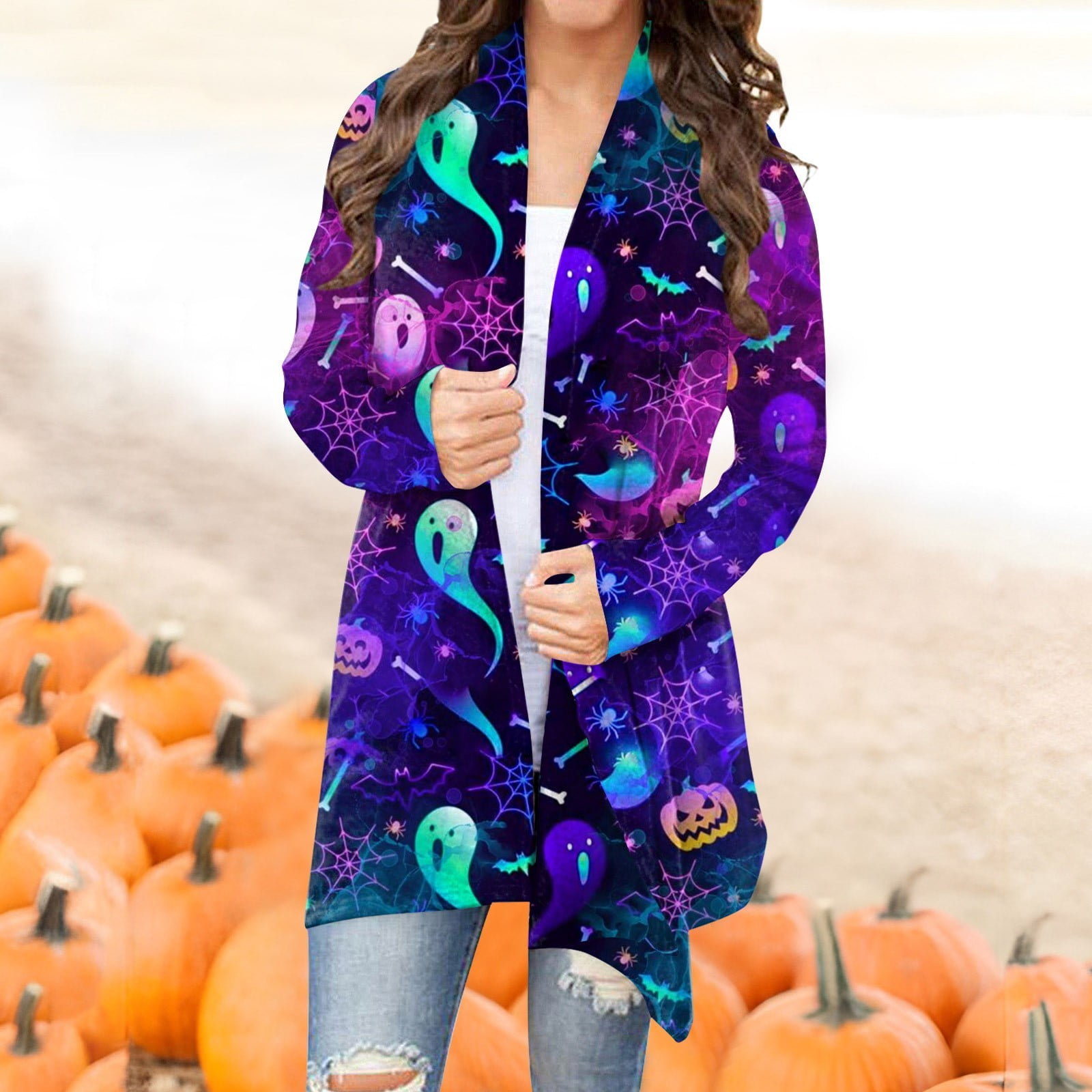 Mrigtriles Halloween Long Sleeve Cardigans for Women Light Weight