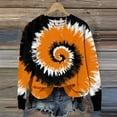 Mrigtriles Halloween Sweatshirt for Women Casual TieDye Crew Neck