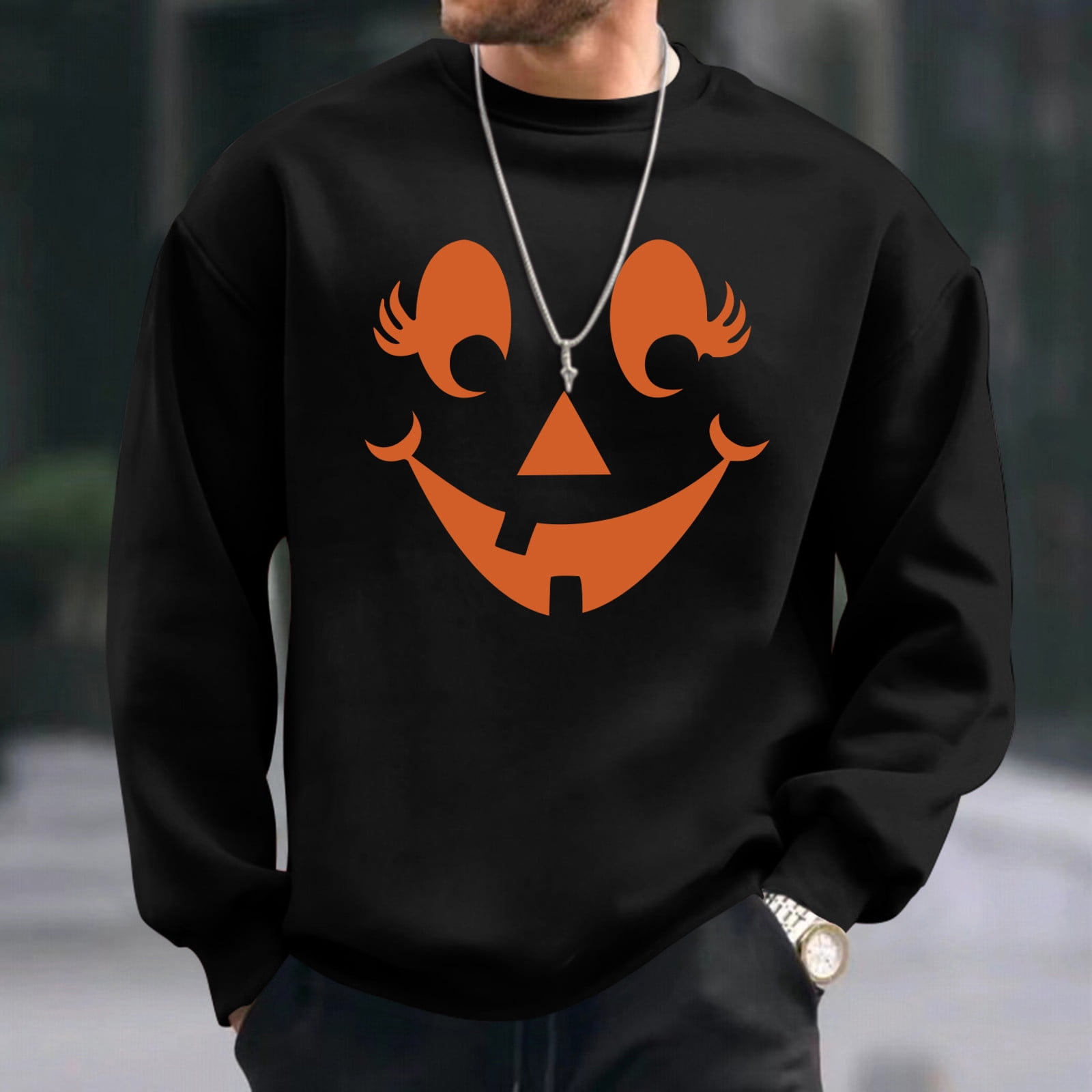 Men s Halloween Costume Funny Pumpkin Hoodies Sweatshirt Walmart
