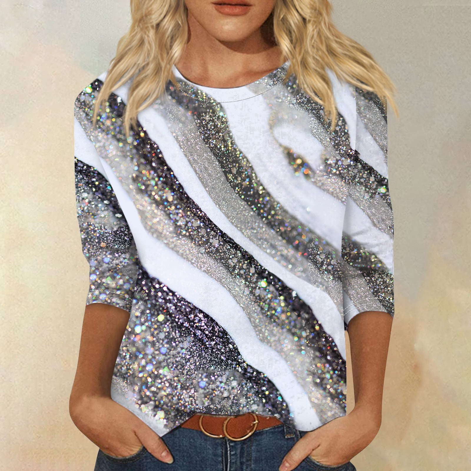 Mrigtriles Ladies Tops and Blouses Clearance Fashion Elbow Sleeve