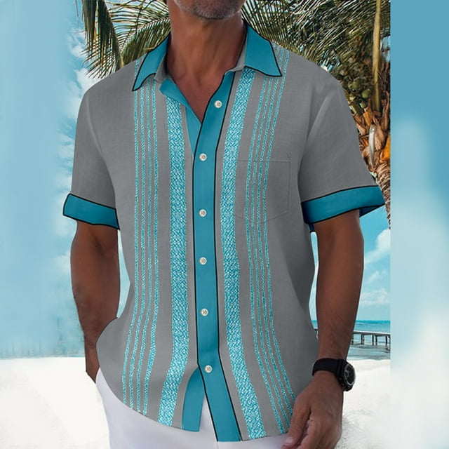 Mrigtriles Mens Short Sleeve Button Down Shirts Big and Tall Casual