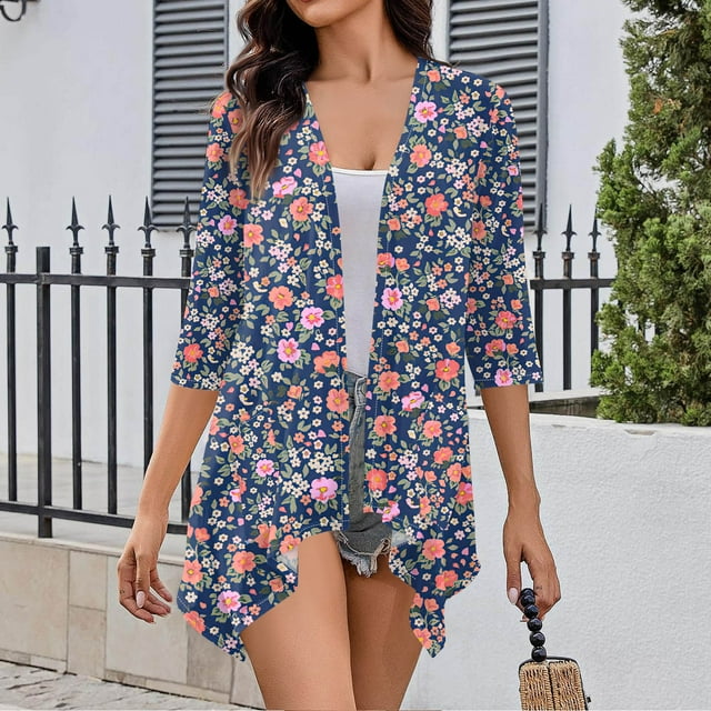 Mrigtriles Pink Shrugs for Women 3/4 Sleeve White Cardigan for Women