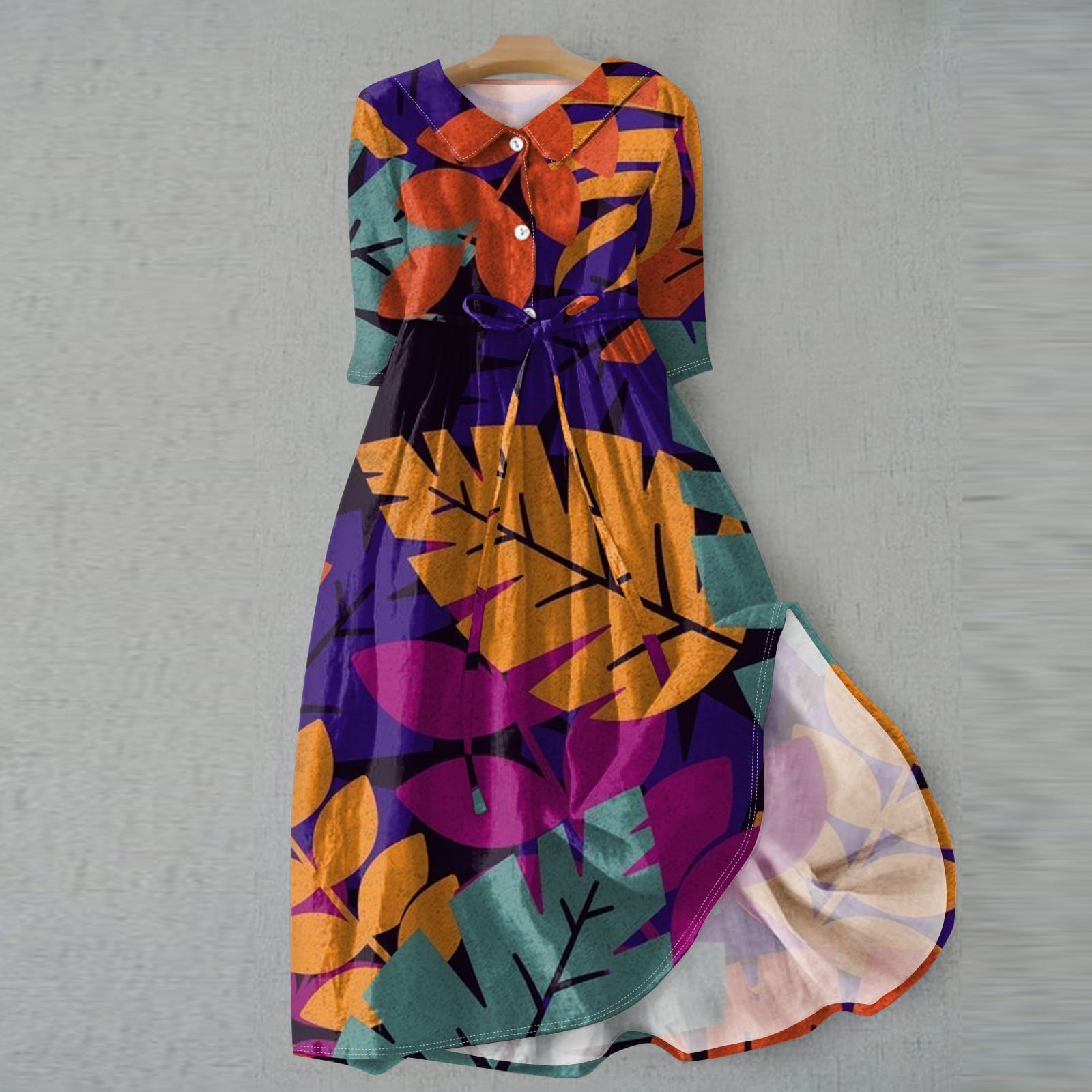 Mrigtriles Women's Dresses Plus Size Fashion 3/4 Sleeve Maxi Dress