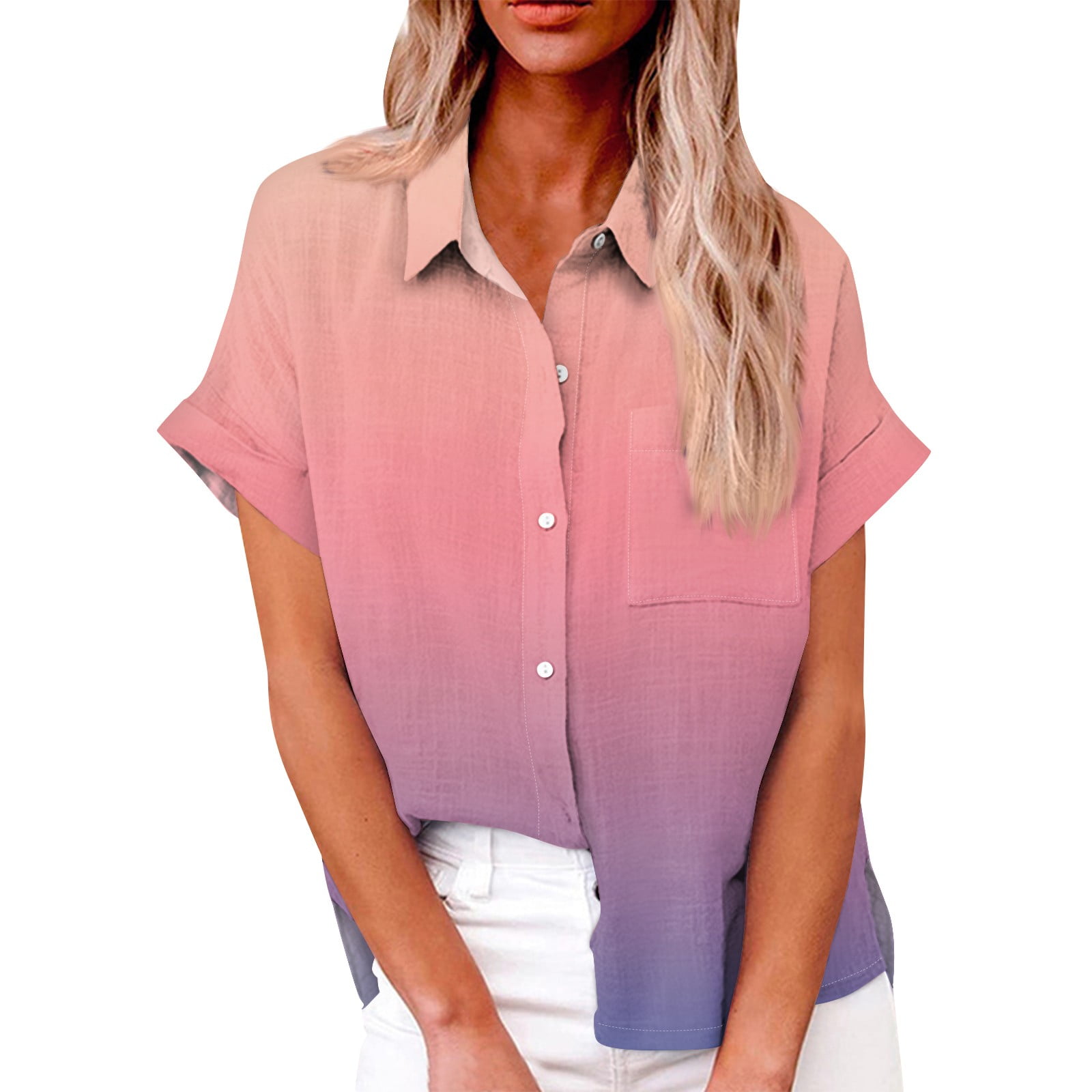 Mrigtriles Womens Button Down Cotton Linen Shirts 2024 Casual Short