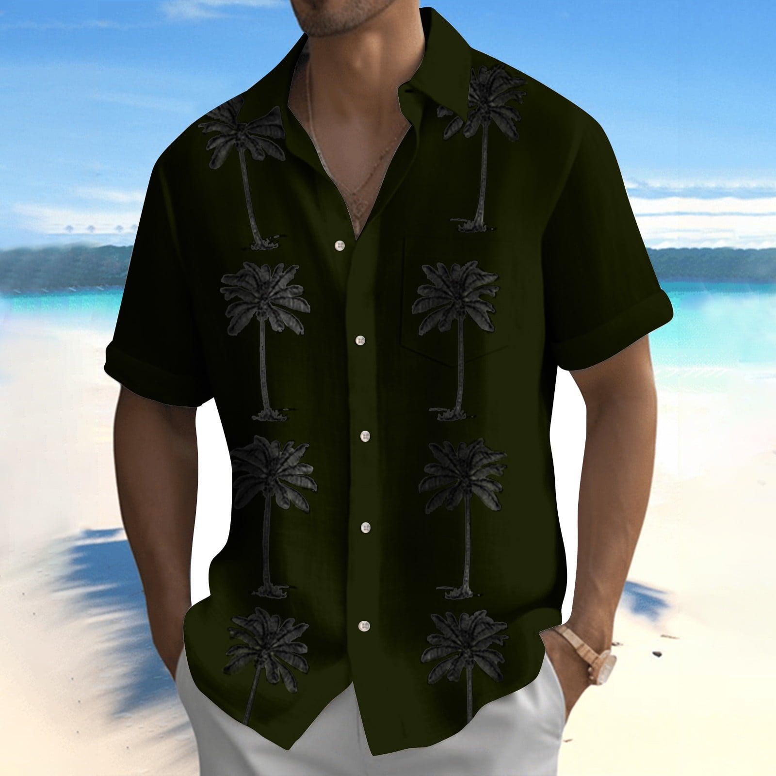 Mrigtriles Workout Shirts for Men Big and Tall Button Down Short Sleeve