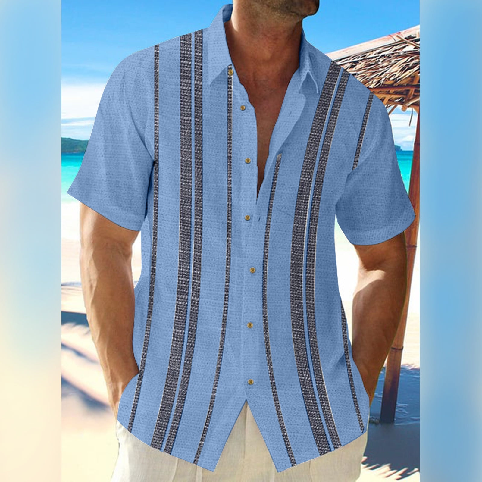 Mrigtriles Workout Shirts for Men Button Down Short Sleeve Casual